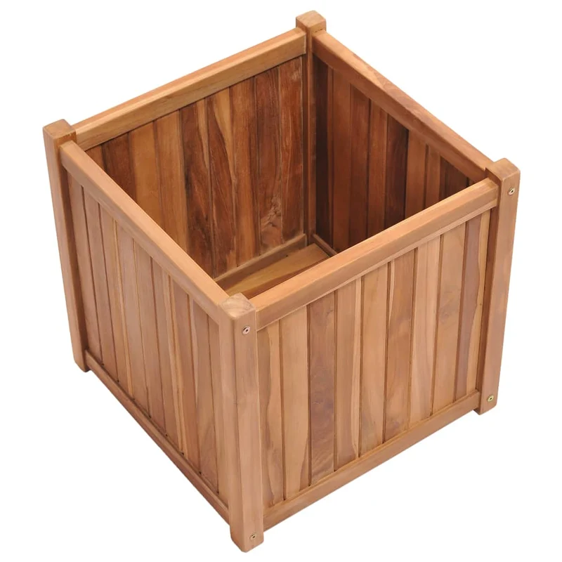 Jardinière bac lit surélevé plantes fleurs terrasse jardin 50 x 50 x 50 cm bois de teck solide marron 02_0039232