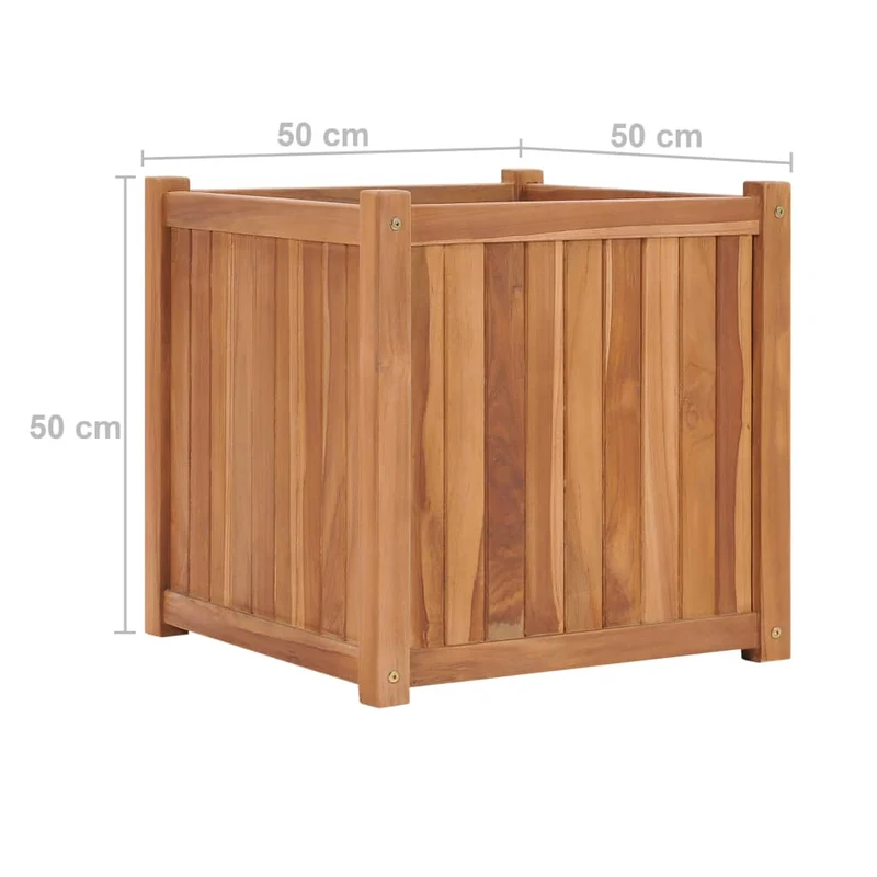 Jardinière bac lit surélevé plantes fleurs terrasse jardin 50 x 50 x 50 cm bois de teck solide marron 02_0039232