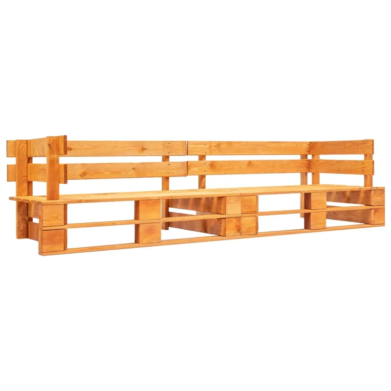 Canapé palette à 2 places de jardin marron miel bois 02_0011864