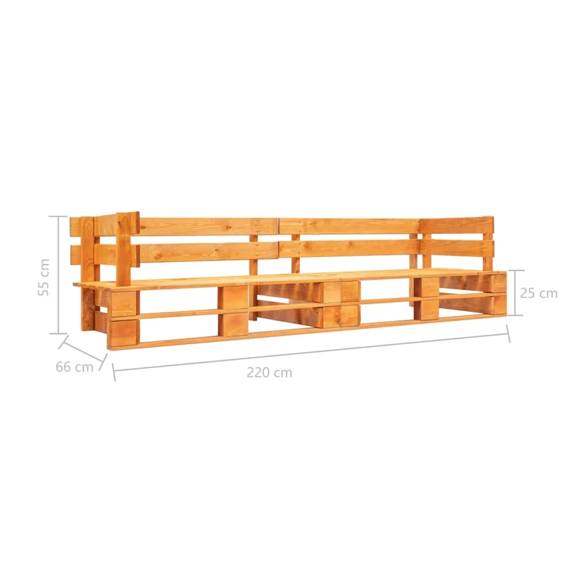 Canapé palette à 2 places de jardin marron miel bois 02_0011864