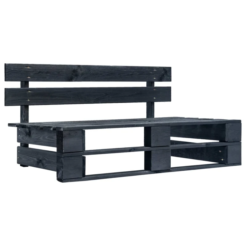 Banc de jardin meuble de patio d'extérieur terrasse palette de jardin bois noir 02_0011838