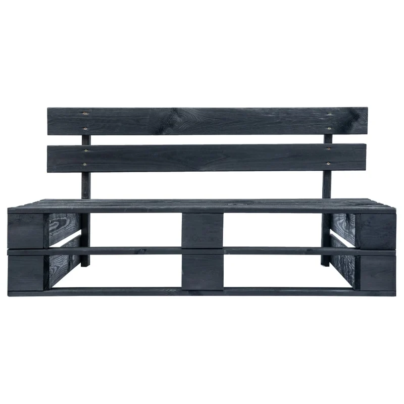 Banc de jardin meuble de patio d'extérieur terrasse palette de jardin bois noir 02_0011838
