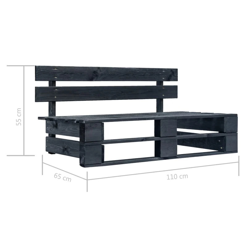 Banc de jardin meuble de patio d'extérieur terrasse palette de jardin bois noir 02_0011838