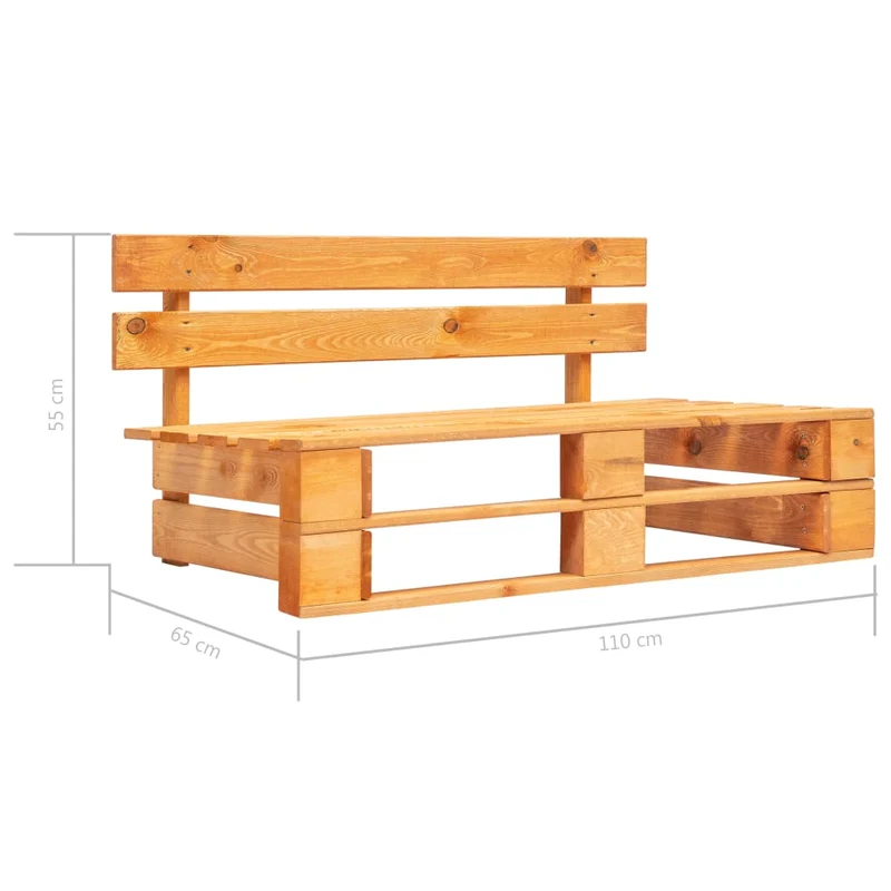 Banc de jardin meuble de patio d'extérieur terrasse palette de jardin 110 x 65 x 55 cm bois marron miel 02_0011837