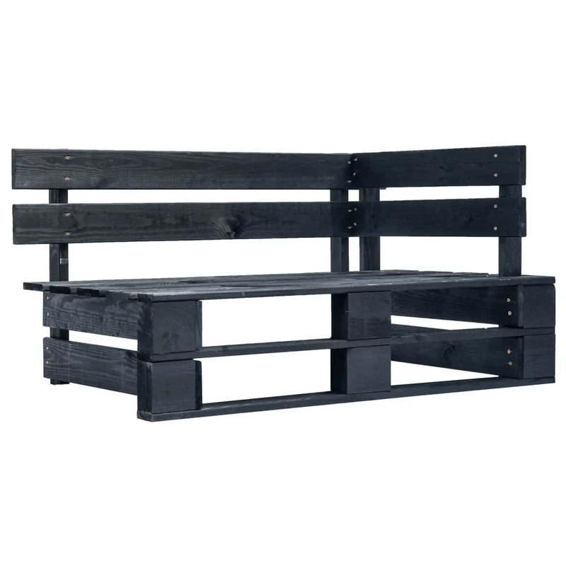 Banc de jardin meuble de patio d'extérieur terrasse d'angle palette de jardin 110 x 65 x 55 cm bois noir 02_0011135
