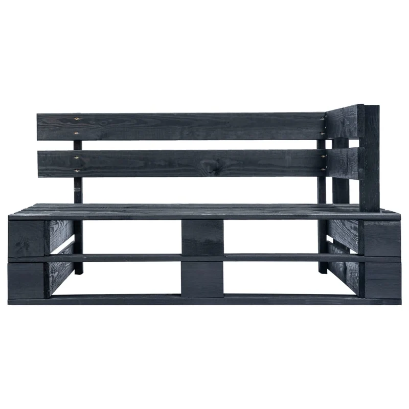 Banc de jardin meuble de patio d'extérieur terrasse d'angle palette de jardin 110 x 65 x 55 cm bois noir 02_0011135
