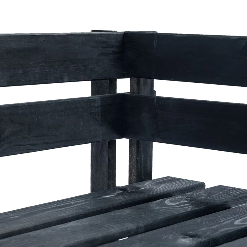 Banc de jardin meuble de patio d'extérieur terrasse d'angle palette de jardin 110 x 65 x 55 cm bois noir 02_0011135