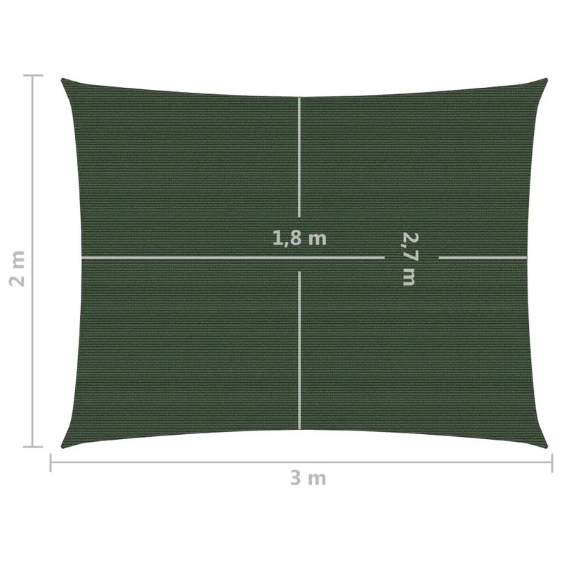 Voile toile d'ombrage parasol 160 g/m² vert foncé 2 x 3 m PEHD 02_0009411