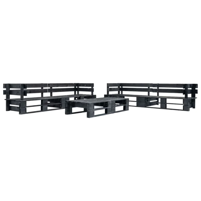 Canapés de jardin 220 x 66 x 55 cm palette 6 pièces noir bois 02_0013324