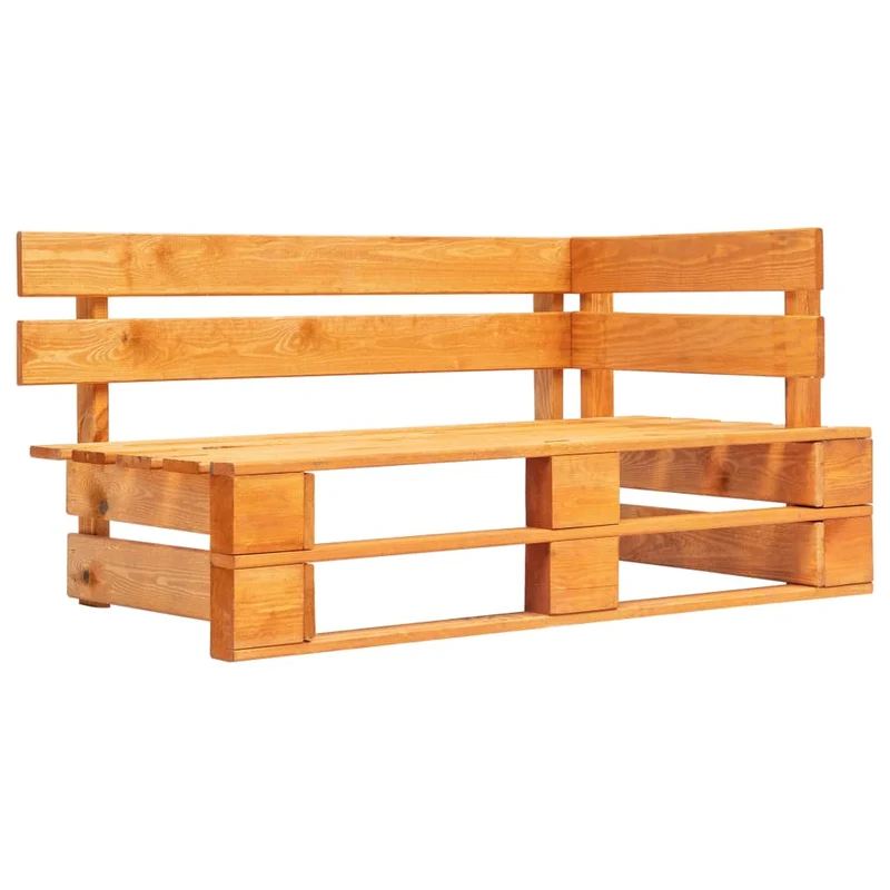 Banc de jardin meuble de patio d'extérieur terrasse palette d'angle de jardin 110 x 65 x 55 cm bois marron miel 02_0011832