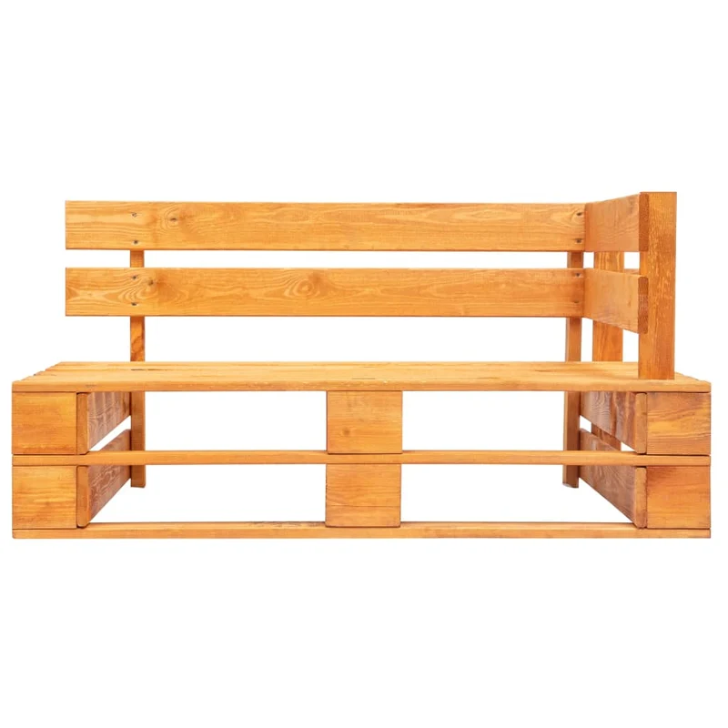 Banc de jardin meuble de patio d'extérieur terrasse palette d'angle de jardin 110 x 65 x 55 cm bois marron miel 02_0011832