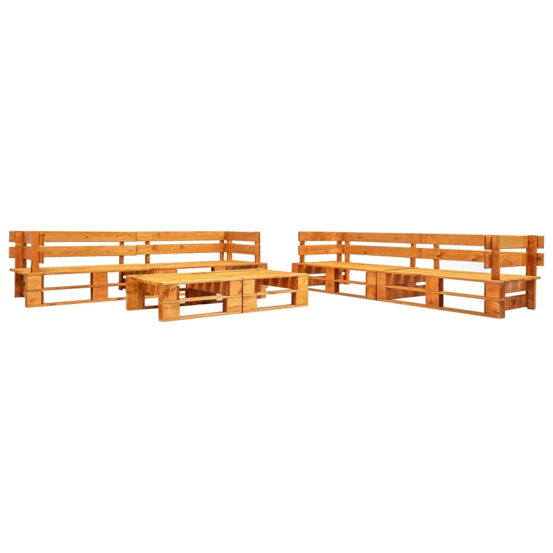 Salon de jardin meuble d'extérieur ensemble de mobilier palette 6 pièces bois marron miel 02_0018467