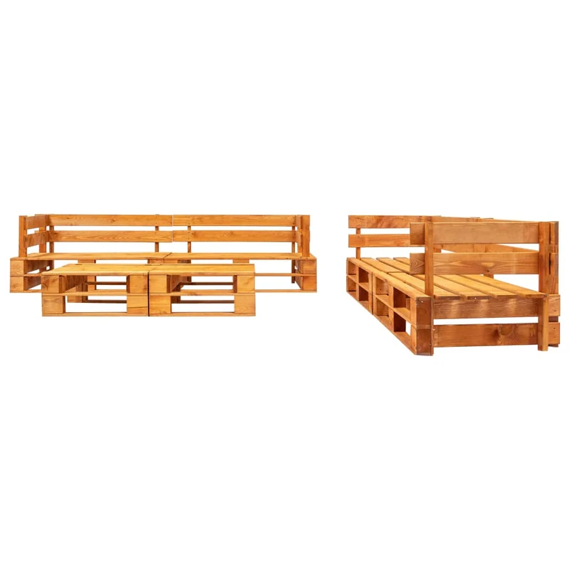 Salon de jardin meuble d'extérieur ensemble de mobilier palette 6 pièces bois marron miel 02_0018467