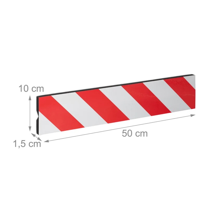 Lot de 2 protections murales pour garage pliables absorbant les chocs 30 x 10 x 2 cm en caoutchouc rouge et blanc 13_0014628