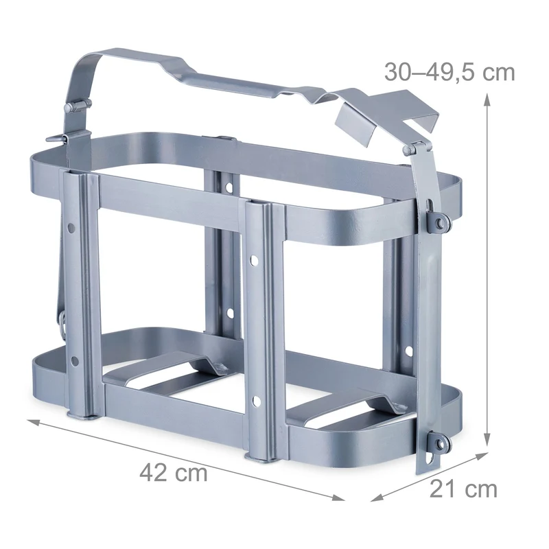 Porte-jerrycan verrouillable support pratique fixation stable véhicule transport sécurisé 40 x 30 x 15 cm en fer noir 13_0014499
