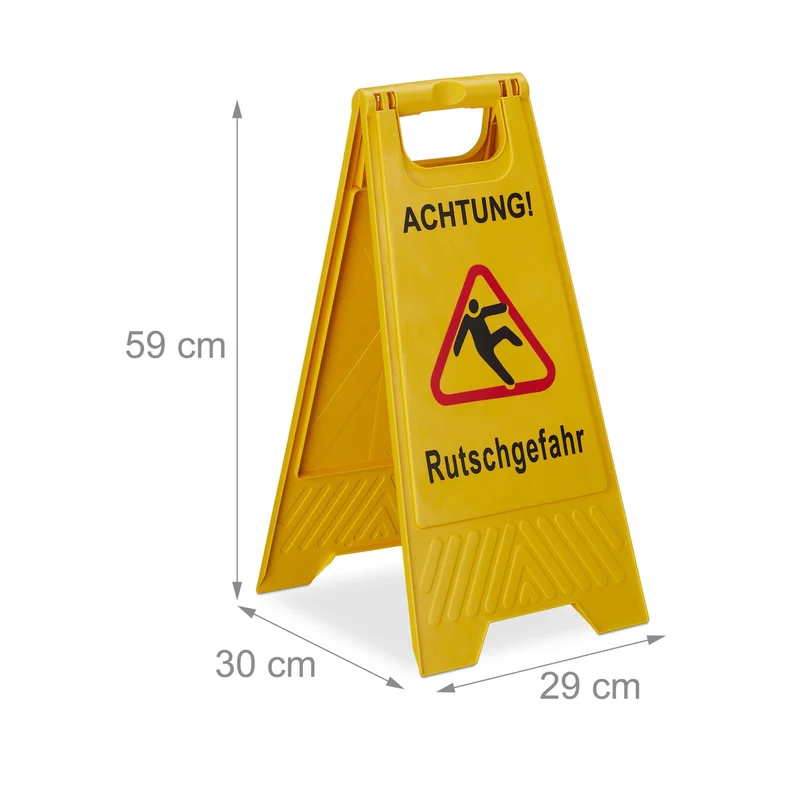 Lot de 3 panneaux de signalisation pliables sécurité sol glissant 30 x 40 cm en plastique jaune 13_0014302