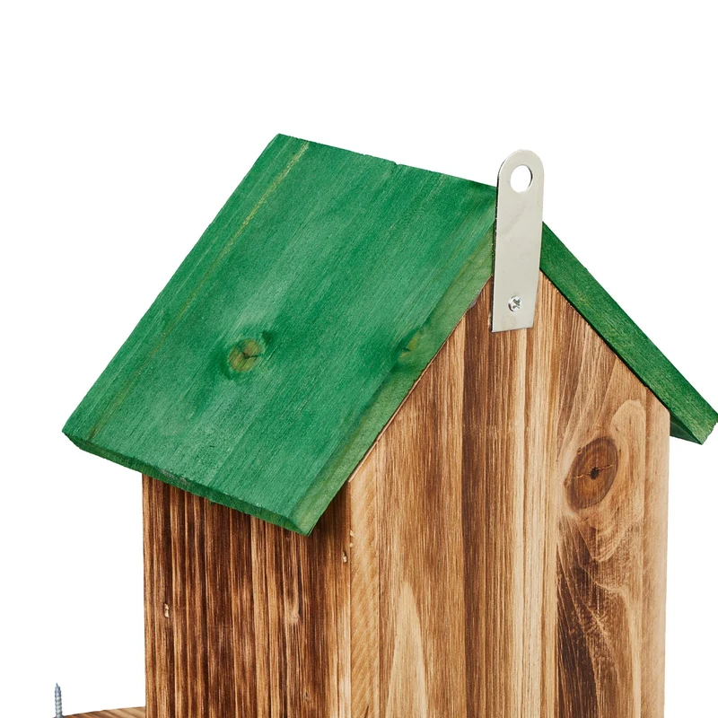 Mangeoire à suspendre jardin ou balcon avec seau pour l'eau 25 x 15 x 15 cm en bois naturel 13_0014039