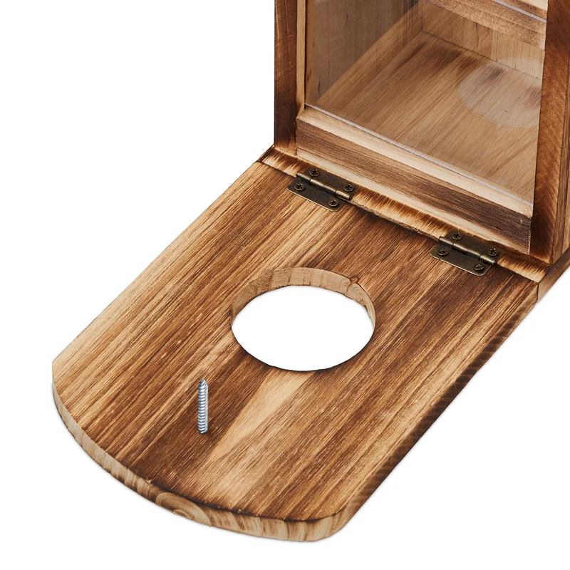 Mangeoire à suspendre jardin ou balcon avec seau pour l'eau 25 x 15 x 15 cm en bois naturel 13_0014039