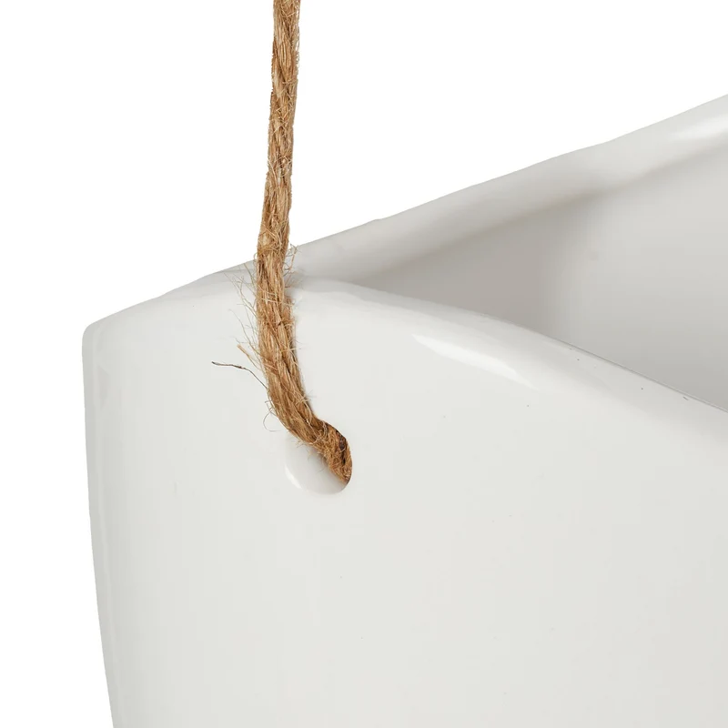 Lot de 3 porte-plantes muraux modernes suspendus décoration intérieure 40 x 20 x 20 cm en céramique blanc 13_0014088