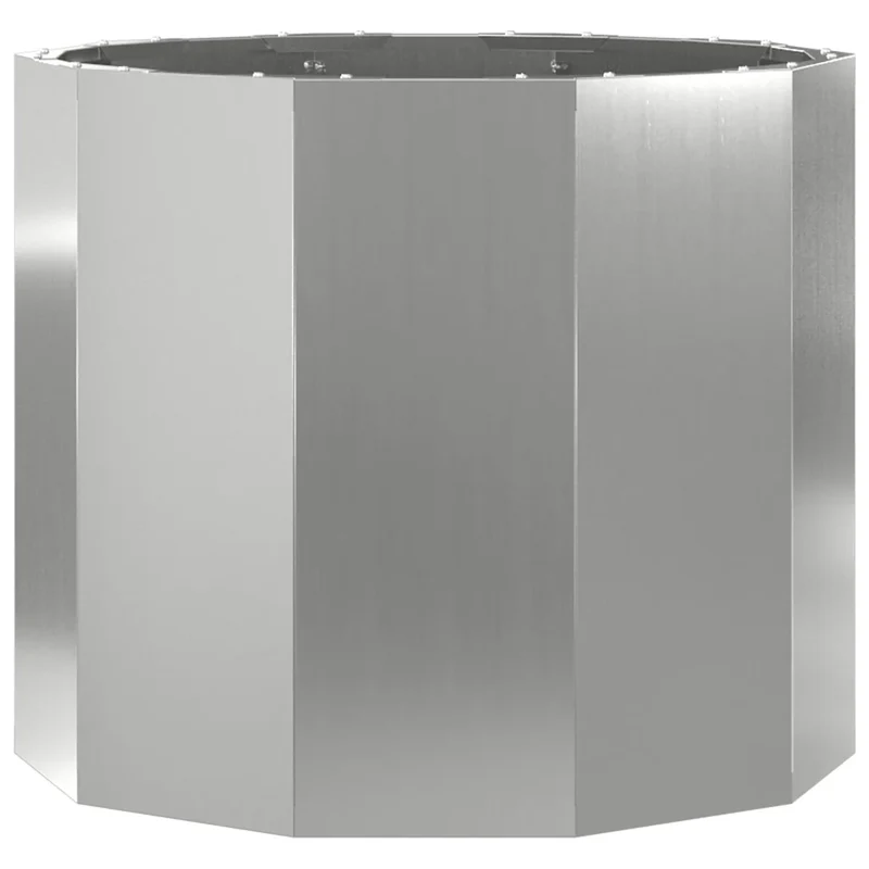 Jardinière ronde extérieure moderne 60 x 60 x 50 cm pratique et durable en acier galvanisé argent 02_0053004