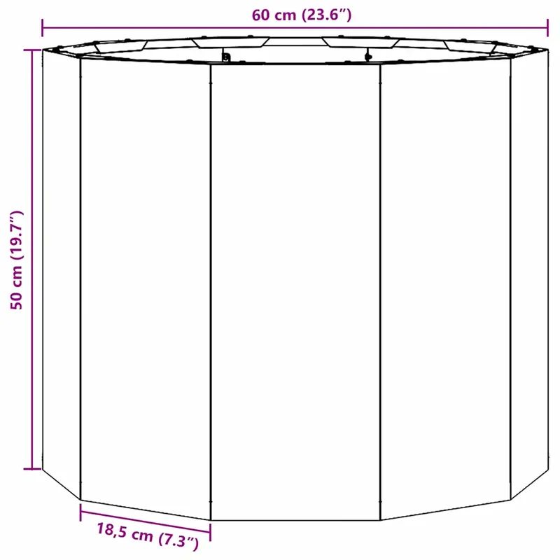 Jardinière ronde extérieure moderne 60 x 60 x 50 cm pratique et durable en acier galvanisé argent 02_0053004