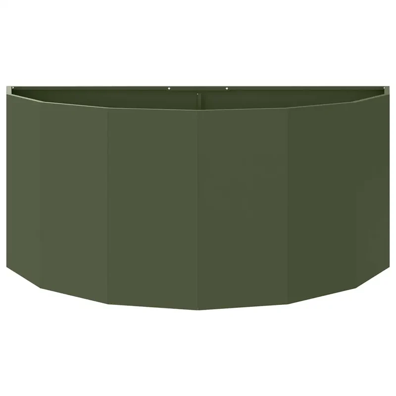 Jardinière demi-ronde moderne extérieur 120 x 60 x 50 cm esthétique chic en acier vert olive 02_0052946