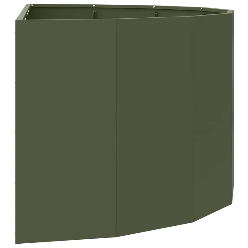 Jardinière demi-ronde moderne extérieur 120 x 60 x 50 cm esthétique chic en acier vert olive 02_0052946