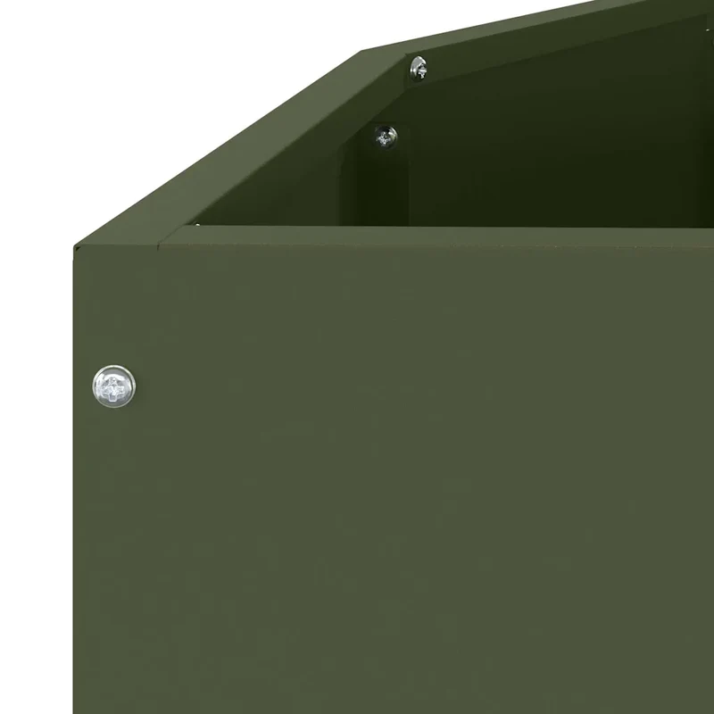 Jardinière demi-ronde moderne extérieur 120 x 60 x 50 cm esthétique chic en acier vert olive 02_0052946