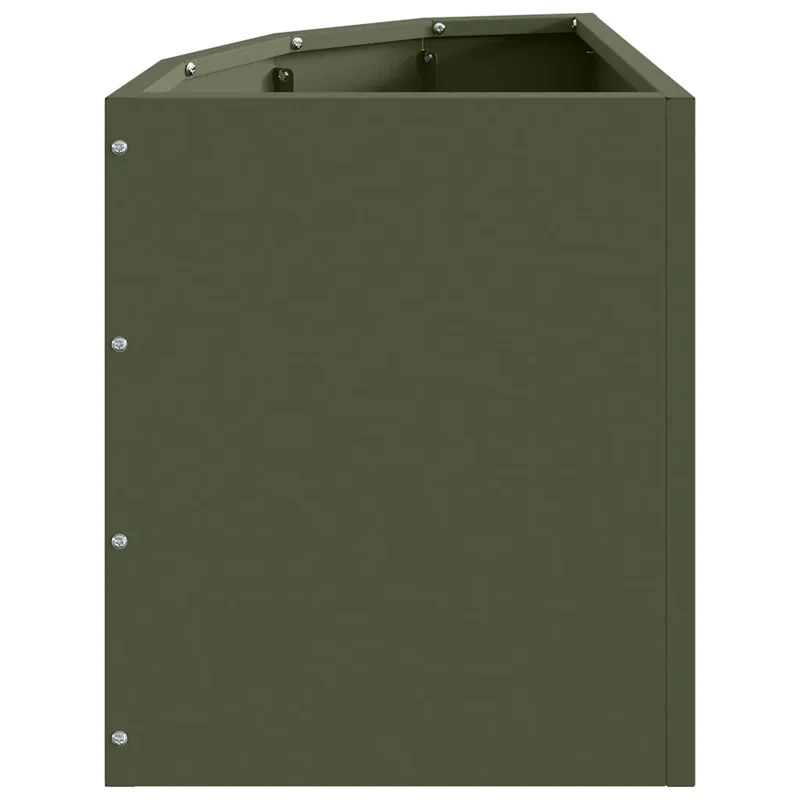 Jardinière d'angle moderne épurée extérieure 30 x 30 x 35 cm en acier vert olive 02_0052897