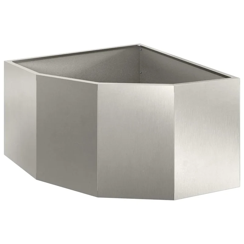 Jardinière d'angle moderne pour extérieur 60 x 60 x 35 cm solide design épuré en acier inoxydable argent 02_0052884