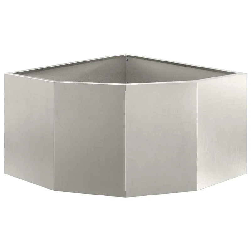 Jardinière d'angle moderne pour extérieur 60 x 60 x 35 cm solide design épuré en acier inoxydable argent 02_0052884
