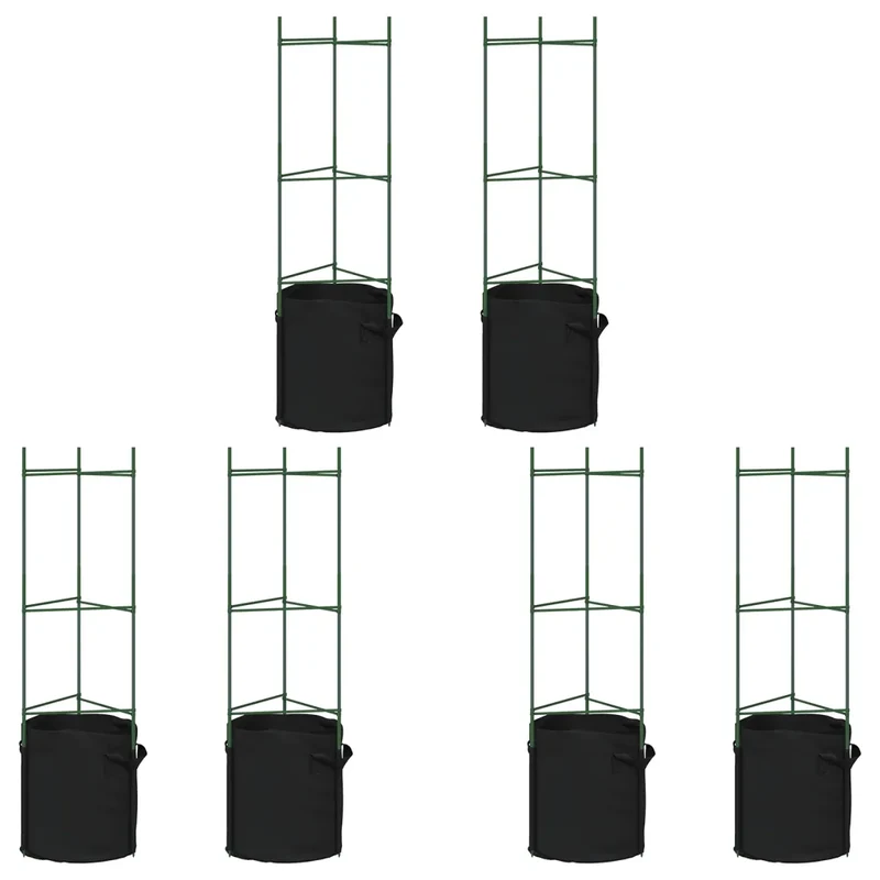 Lot de 6 cages à tomates ajustables 32 x 29 x 116 cm en acier vert 02_0055597