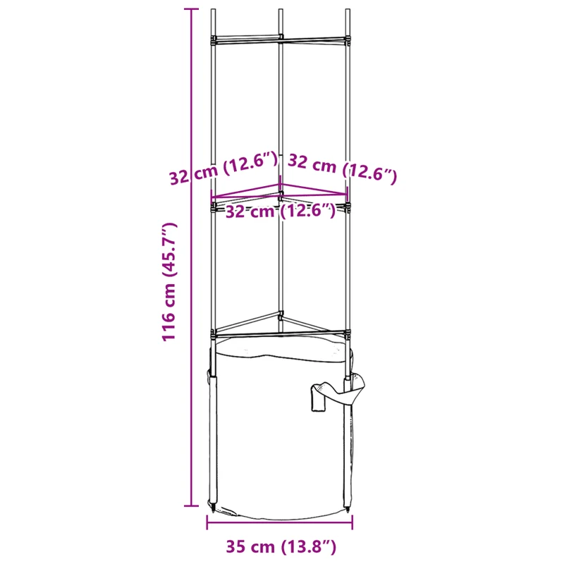 Lot de 6 cages à tomates ajustables 32 x 29 x 116 cm en acier vert 02_0055597