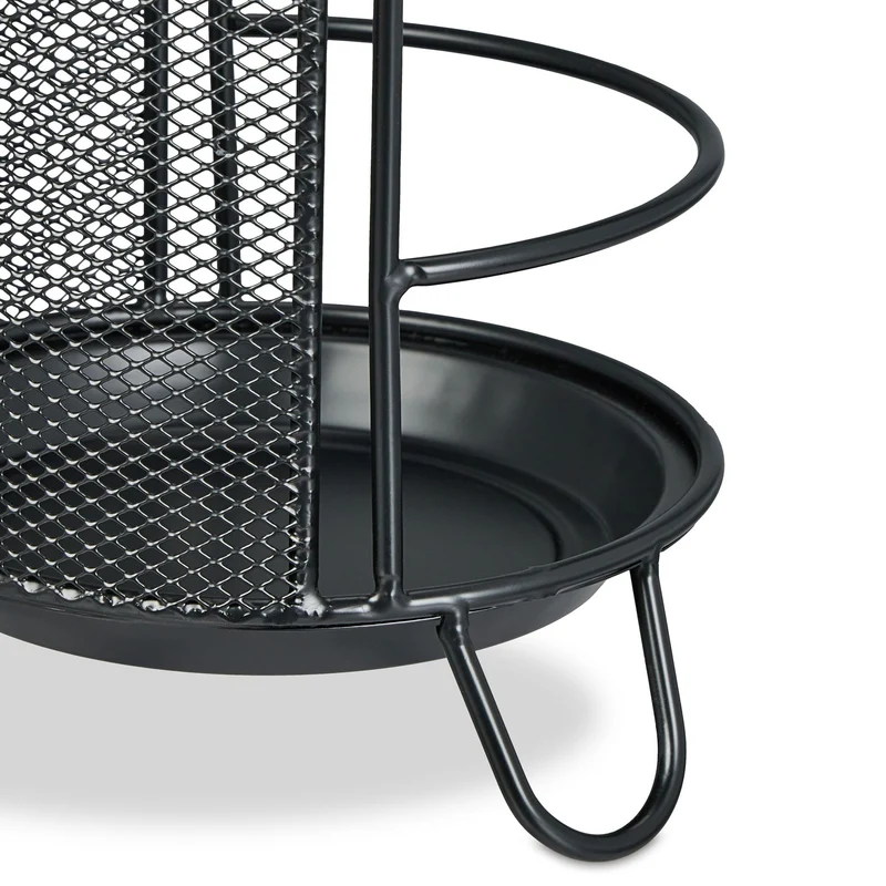 Porte-parapluie rond élégant et pratique 44 x 16 cm pour entrée couloir bureau en acier noir 13_0014123