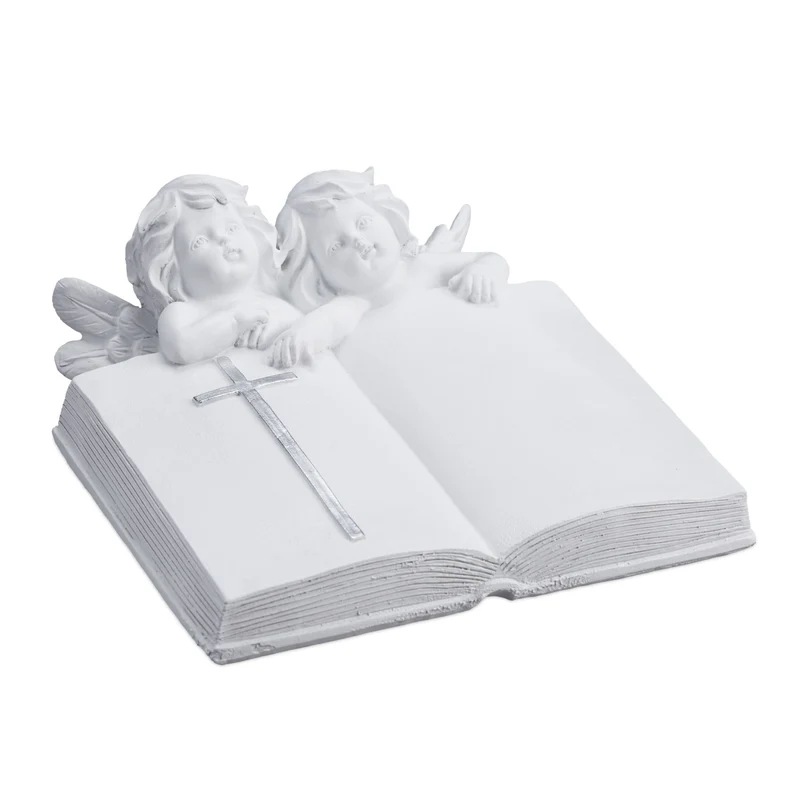 Décoration pour tombe ange gardien reliure photo 25 x 15 x 10 cm en résine artificielle gris 13_0014798