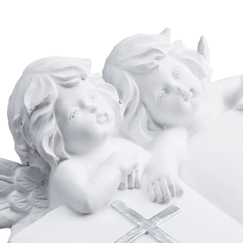 Décoration pour tombe ange gardien reliure photo 25 x 15 x 10 cm en résine artificielle gris 13_0014798