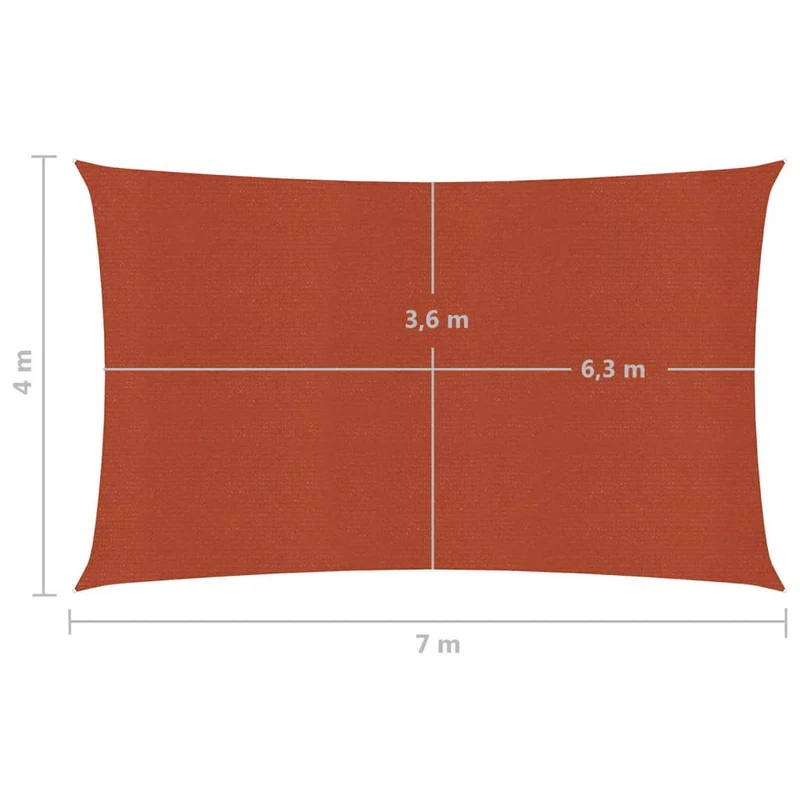 Voile d'ombrage 160 g/m² terre cuite 4 x 7 m PEHD 02_0009355