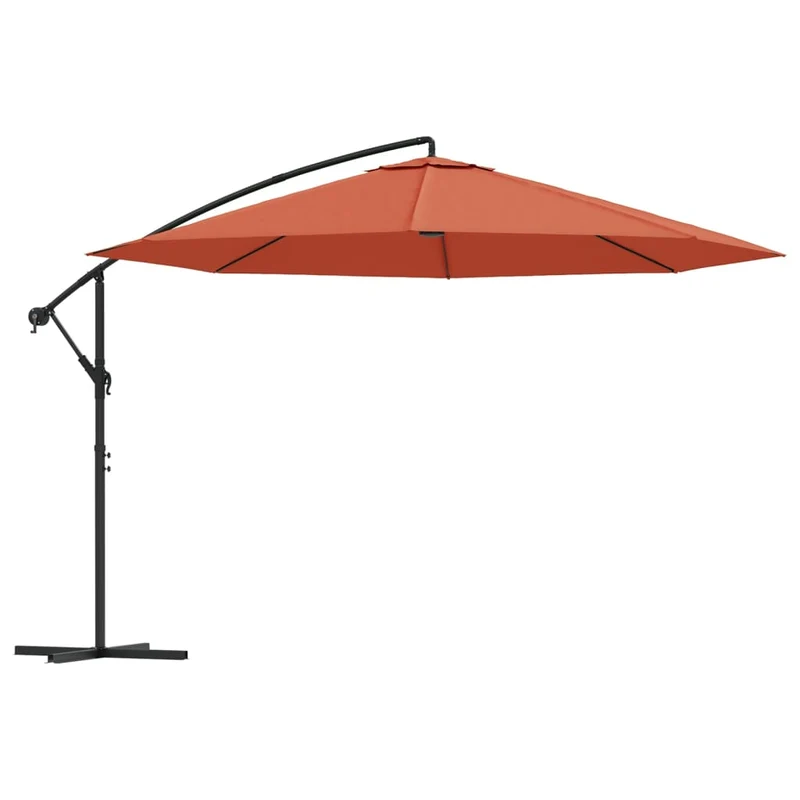 Parasol meuble de jardin en porte-à-fau x avec mât aluminium 350 cm terre cuite 02_0008606