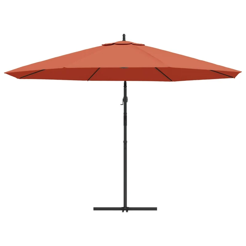 Parasol meuble de jardin en porte-à-fau x avec mât aluminium 350 cm terre cuite 02_0008606
