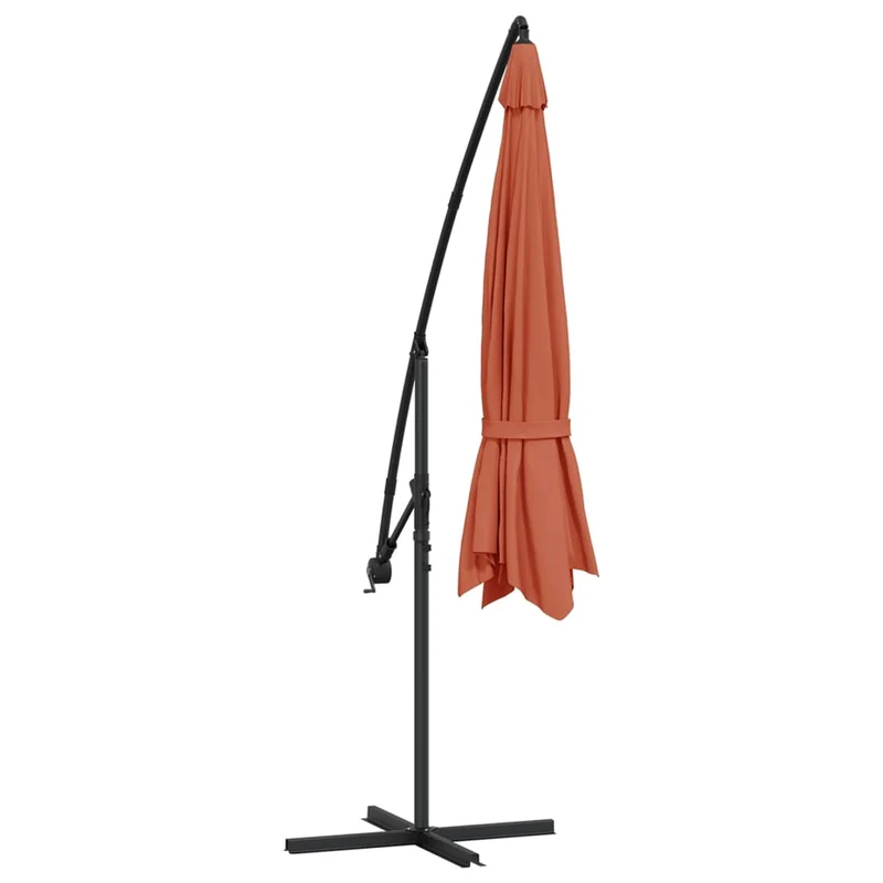 Parasol meuble de jardin en porte-à-fau x avec mât aluminium 350 cm terre cuite 02_0008606