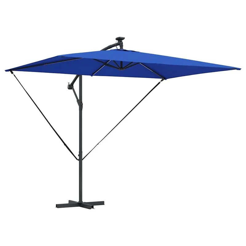 Parasol déporté en banane 294 x 200 x 270 cm ajustable durable moderne jardin en polyester azur 02_0058768