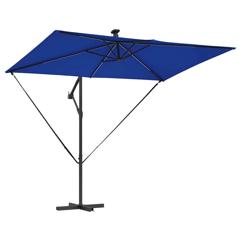 Parasol déporté en banane 294 x 200 x 270 cm ajustable durable moderne jardin en polyester azur 02_0058768