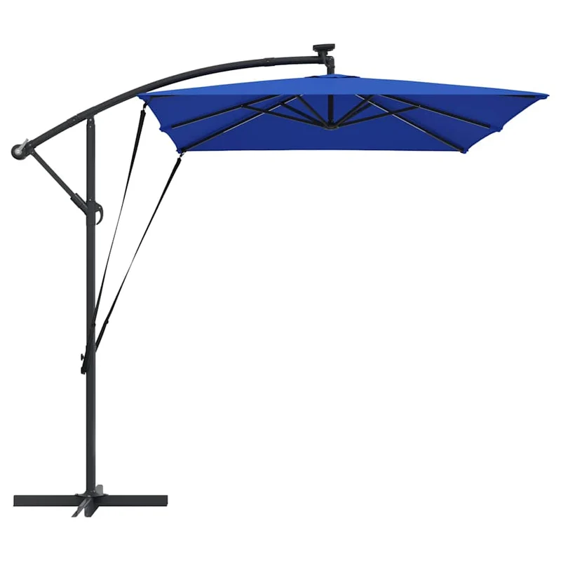 Parasol déporté en banane 294 x 200 x 270 cm ajustable durable moderne jardin en polyester azur 02_0058768