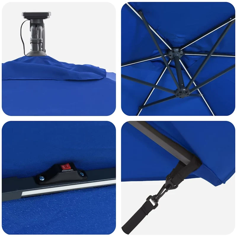Parasol déporté en banane 294 x 200 x 270 cm ajustable durable moderne jardin en polyester azur 02_0058768