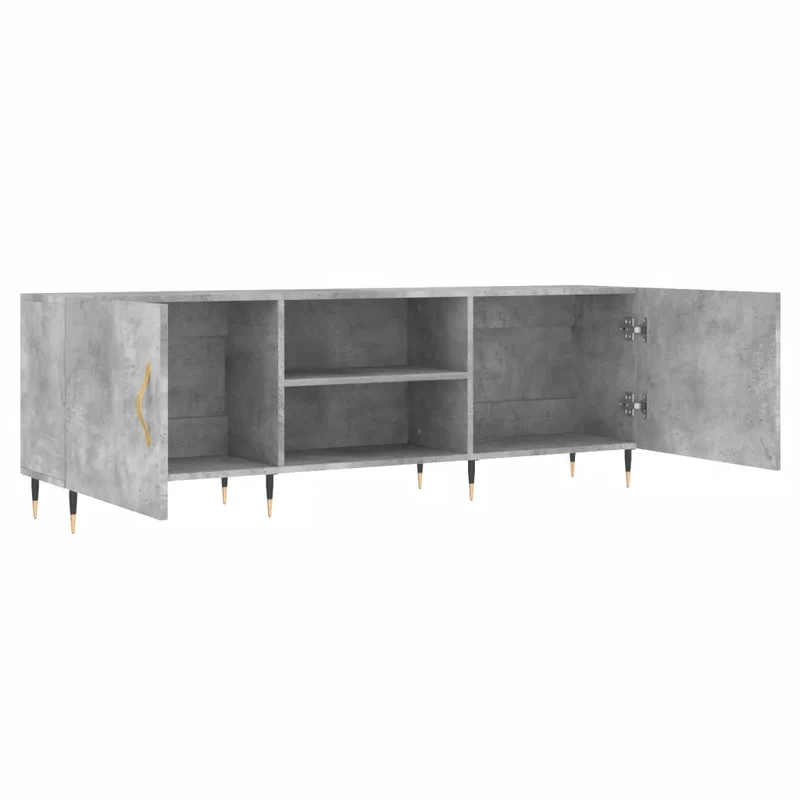 Meuble TV pratique avec rangement 150 x 30 x 50 cm style moderne ambiance tendance en bois gris béton 02_0048702