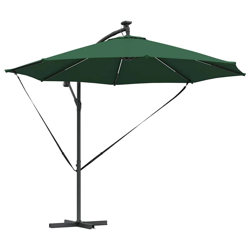 Parasol cantilever moderne inclinable jardin terrasse 294 x 294 x 248 cm en polyester vert 02_0058756