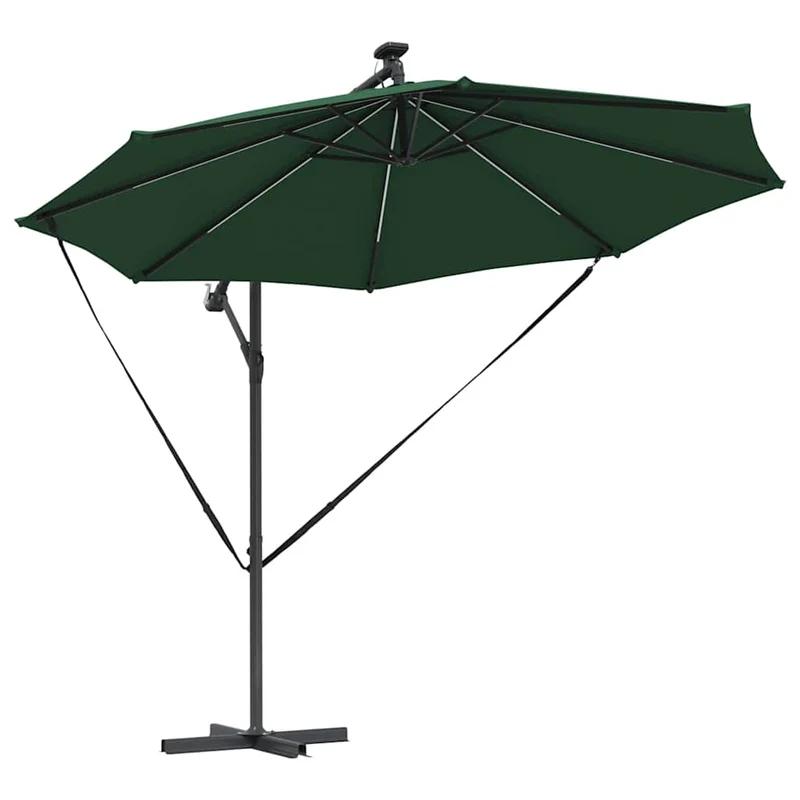 Parasol cantilever moderne inclinable jardin terrasse 294 x 294 x 248 cm en polyester vert 02_0058756