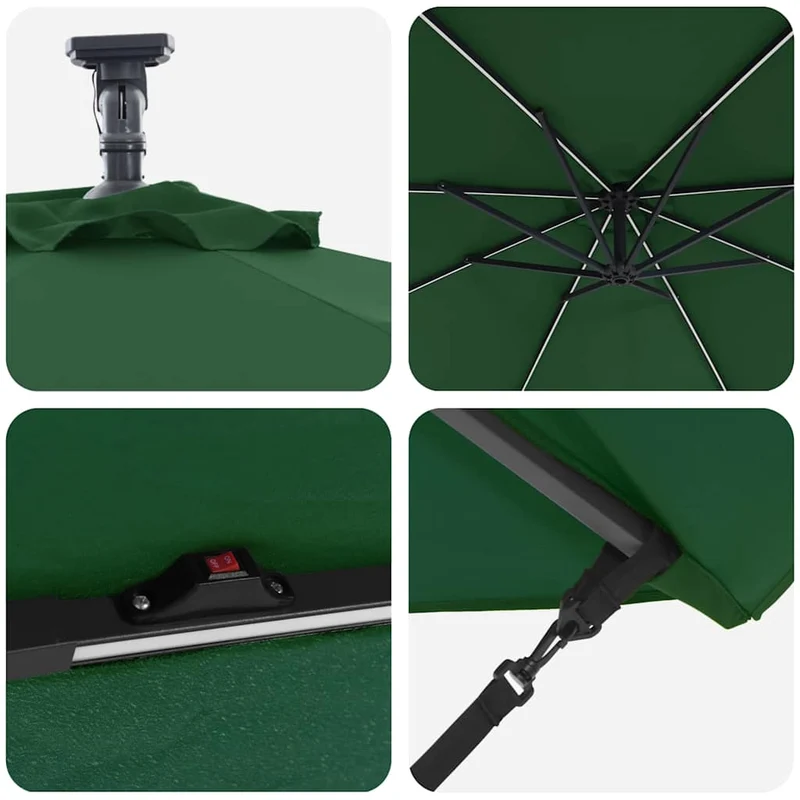 Parasol cantilever moderne inclinable jardin terrasse 294 x 294 x 248 cm en polyester vert 02_0058756