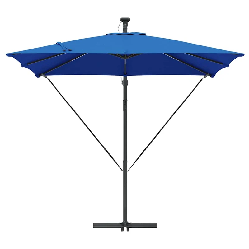 Parasol banane déporté inclinable 249 x 249 x 250 cm design moderne espace extérieur en acier bleu 02_0058776