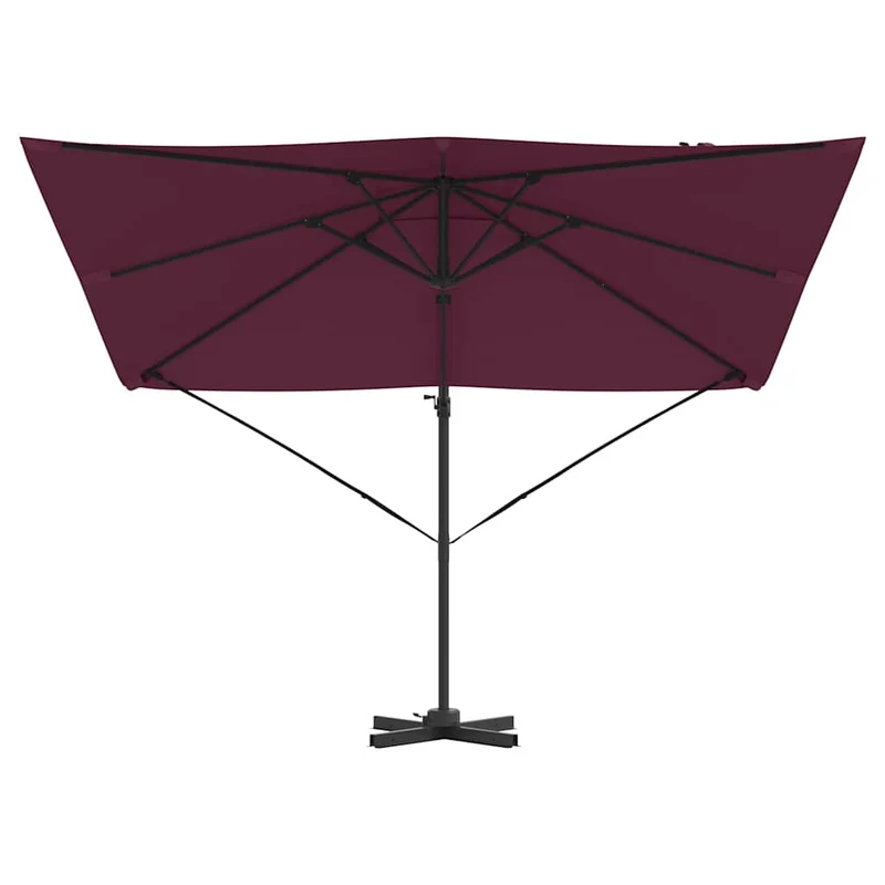 Parasol cantilever rectangulaire 286 x 284 x 265 cm fonction inclinable et rotation 360° style moderne en aluminium rouge 02_0058713